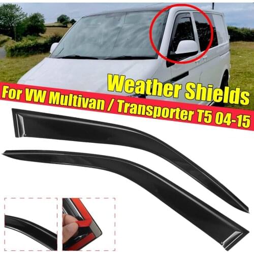 For VW Multivan Transporter T5 2004 2005 2006-2015 Front Car Window Wind Sun Rain Visor Deflectors Tinted Windows Shield 2PCS