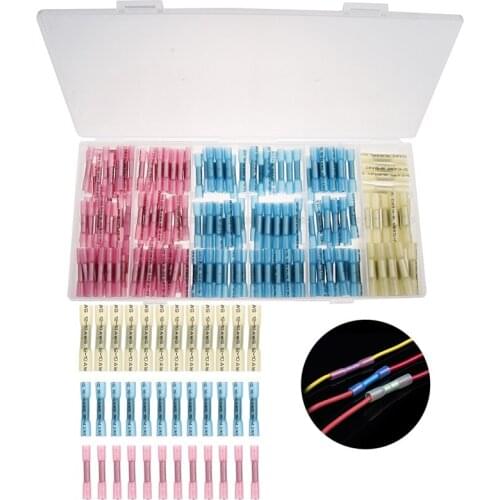 200Pcs Waterproof Heat Shrink Butt Connectors Electrical Wire Splice Cable Crimp Terminals Connectors 0.5- 6.0mm2 Kit 3Sizes