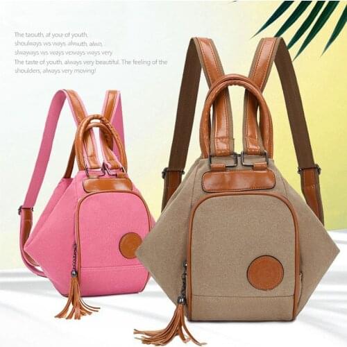 3-in-1 Women Backpacks Vintage Female tassel Shoulder Bags Soft nylon Backpack Ladies Travel Back Pack Luxury Bags for Girls