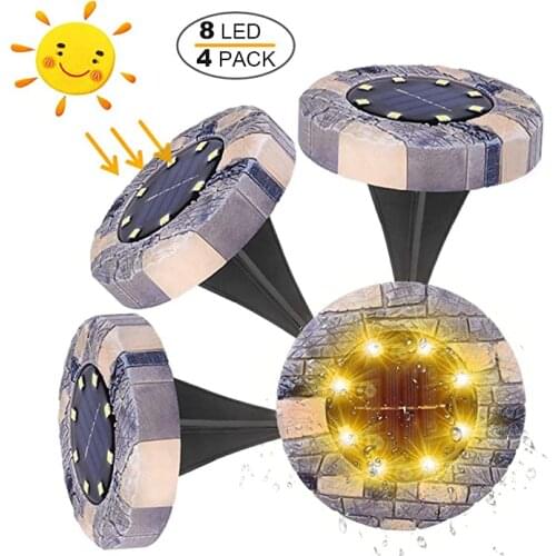 4 Pcs Solar LED Garden light IP68 Waterproof Floor Light Marbling LED Spotlights for Garden Backyard Driveway Lawn 2021 New