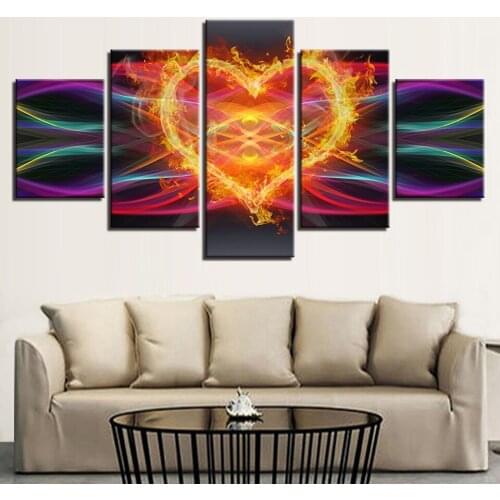 5PCS Modern Wall Painting Love Frameless Living Room Painting Simple Bedroom Bedside Decorative Painting Canvas Poster Wall Art