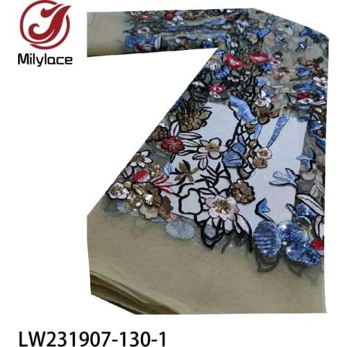 African Lace Fabric 2020 Embroidered Nigerian Lace Fabrics High Quality Sequins Lace French Net Lace Fabric LW231907-130