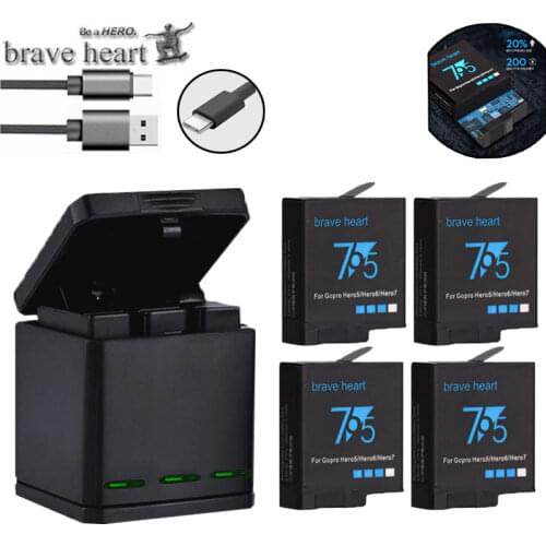 Bateria Gopro hero 7 battery +3lots Charger for Gopro Go pro HERO 5 6 7 hero5 hero6 hero7 camera accessories