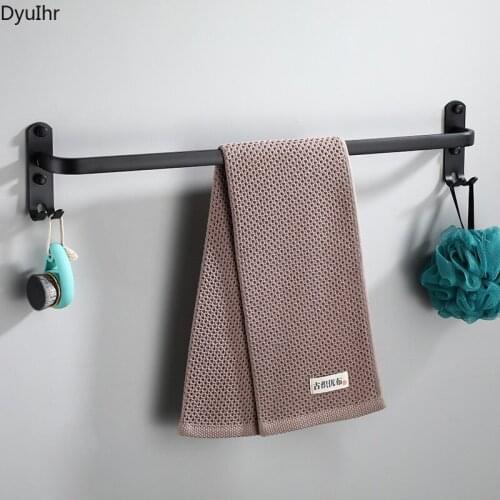 Space aluminum black towel rack single rod bathroom hotel single layer towel hanging towel bar bathroom rack DyuIhr