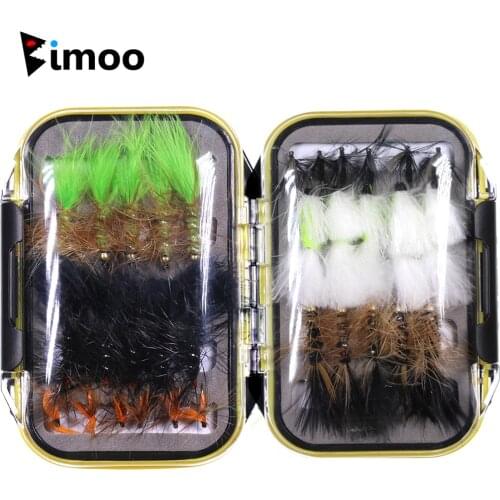 Bimoo 32PCS Fly Fishing Lure Set Assorted Wooly Bugger Streamer & Wet Fly with Fly Box for Trout Salmon Crappie Bass Fishing