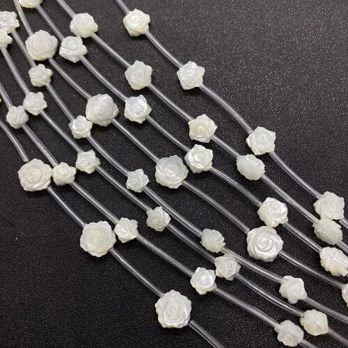 Natural Sea Shell Beads 8-12mm Rose Shape Mother-of-pearl Beads for DIY Handmade Fashion Necklace Bracelet Earring Accessories