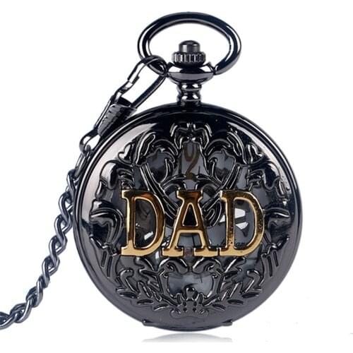 Steampunk Black Hollow Out Case Mens Handwinding Mechanical Pocket Watch Dad Design Pendant Chain Clock Gift To Father Reloj