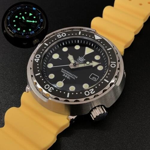 Mens automatic watches,STEELDIVE men dive watch 300m waterproof mechanical wristwatch C3 luminous tuna clock sapphire mirror man
