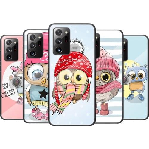 Tempered Glass Cover Cute Owl Lover For Samsung Galaxy M51 M31 M21 A70 A50 A40 A30 A20 A10 Shockproof Shell Phone Case
