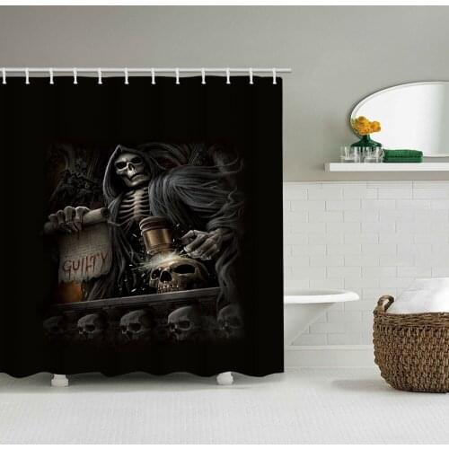 Skull shower curtain Halloween scene printing waterproof shower curtain bathroom partition curtain multiple sizes