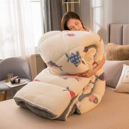 Pure color Thicken Winter Comforter Imitate lambs wool Warm bed duvet Cashmere quilt AB side Camelhair patchwork quilts flannel
