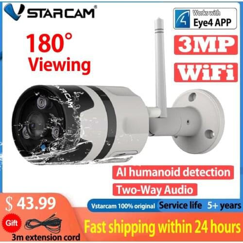 Vstarcam 3MP 180 Degree IP Camera Outdoor Wifi Camera IP66 Waterproof Motion Detection Night Vision Panoramic Bullet Camera