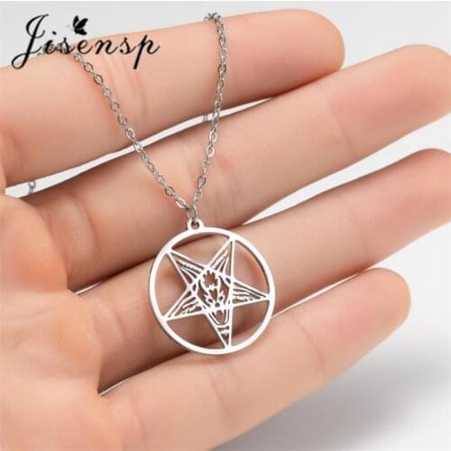 Jisensp Vintage Fashion Star Of David Pendant Necklace Stainless Steel Long Chain Necklaces for Men Women Jewish Jewelry