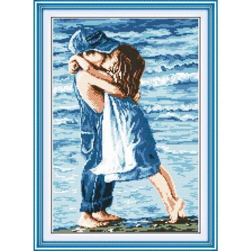 Joy Sunday Lovers embrace Needlework,DIY Cross stitch,Sets For Embroidery kits Romantic Couples DMC Cross-stitch,Wall Home Decro
