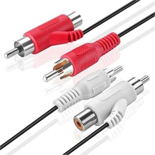 RCA Audio Piggyback Cable, 2 RCA Male to 2 RCA Male + RCA Female Piggyback,12 foot