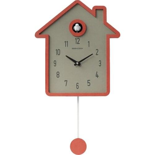 Creative Wooden Wall Watch Pendulum Small Single Face Cuckoo Clock 3d Cute Simple Kids Room Wandklok Home Decoration EB50WC