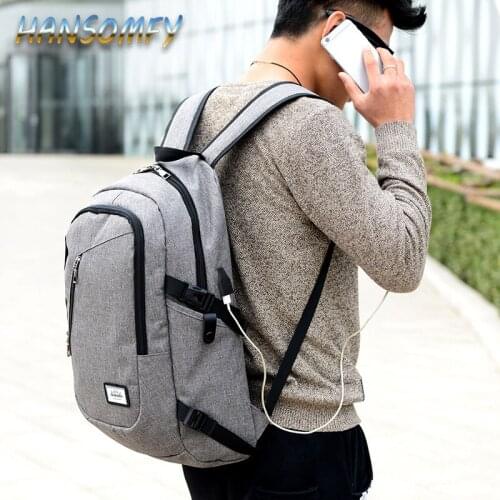 HANSOM FY fashion mens laptop backpack usb charging computer backpack casual style bag male business travel bag backpack LD-45
