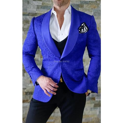 Costume Homme Mariage 2018 New Designer Royal Blue Jacket Black Vest Pant Fashion Formal Men Suit Prom Party Wedding Suit Tuxedo