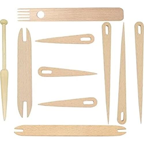 Wood Hand Loom Stick Set,Weaving Loom Tools,Wooden Knitting Needles Crochet Needle Weaving Shuttle Stick for Tapestry