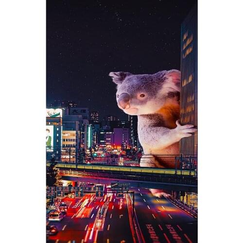 DIY Koala Overlooking the City Scene Diamond Painting Cross Stitch Diamond Embroidery Home Decoration Gift Handcraft JX144