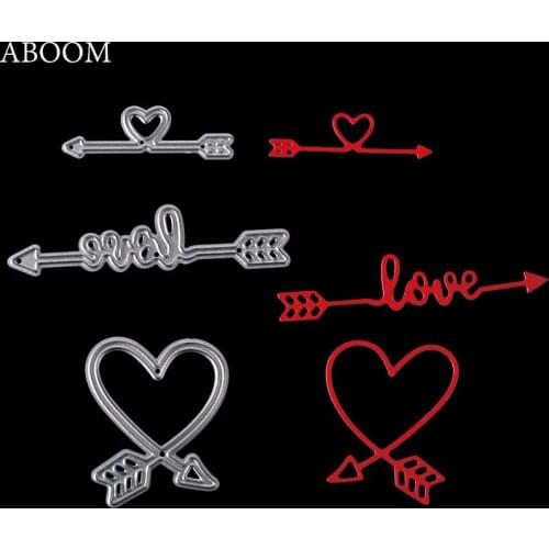 ABOOM New 3PCS Arrows Heart Metal Cutting Dies For Scrapbooking Stencils DIY Album Cards Decoration Embossing Folder Die Cuts