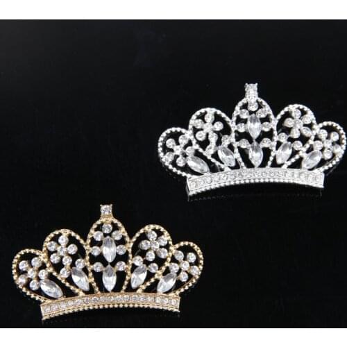 2015new hot Baby Girls Luxury Rhinestone Buttons Crystal Crown DIY Flatback for headband children hair accessories 10ps/lot