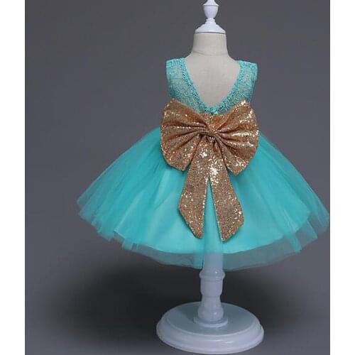 Girls Clothing Summer Dress 2017 Sequins Baptism Event Dresses Party Dress For Girls Little Lace Bridesmaid Dresses