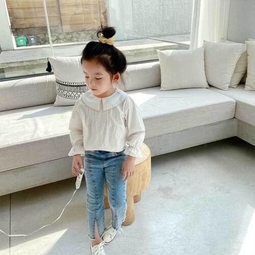 2020 Autumn Girls Shirts Fashion Lapel Long Sleeve Tops for Girl 2 3 4 5 6 7 Years Toddler Baby Shirt Cotton Child Girl Shirts