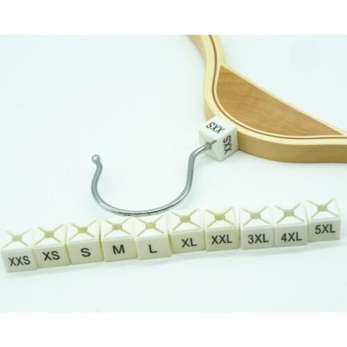 Plastic Size Markers for hangers pre-printed XXS 5XL square clothes hanger tags white size sizers disparity between sizes