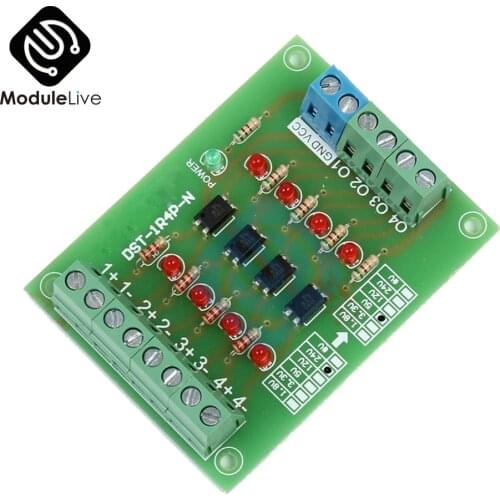 24V to 5V 4CH 4 Channels Way Optocoupler Isolation Board Isolated Module PLC Signal Level Voltage Converter Board 4Bit diy