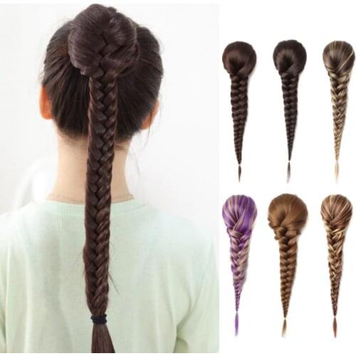 Braid Plaited Women Hairpiece Soft Fishbone Wig Extending Hairs Ultra Long Fishbone Drawstring Hairpiece for Female