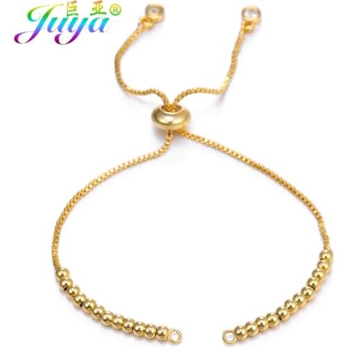 Juya DIY Women Bracelets Making Metal Chains Supplies For Gold/Rose Gold Adjustable Connector Slider Chains Accessories