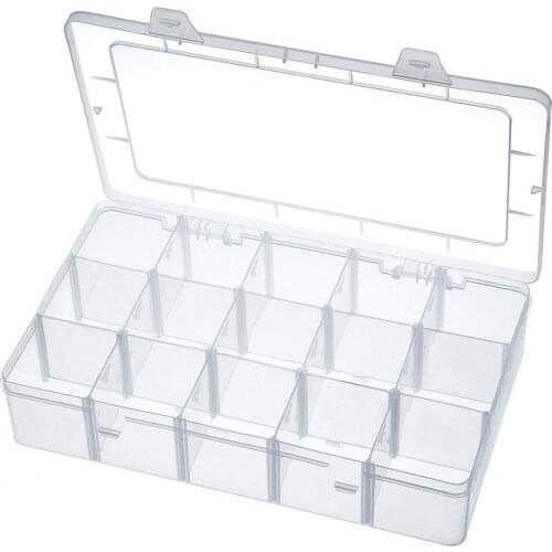 Portable 15 Grids Plastic Jewelry Beads Pills Nail Tips Storage Box Detachable Clear Case Container Storage Box