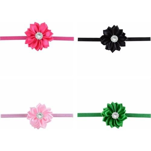 Newborn Baby Girls Handmade Polygonal Flower Headband Fashion Acrylic Diamond Hairband Children Elastic Headwear Photo Props
