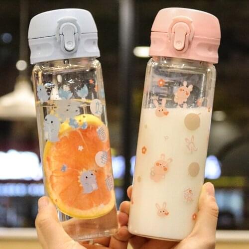 Fresh Glass Men and Women Bouncing Water Cup Japanese Leakproof Creative Straight Drinking Cup Lovers Cup Heat Resistant Teacup