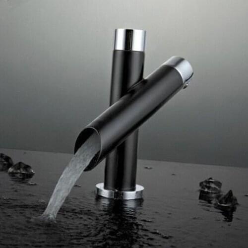 Kitchen Unique Single Handle Black Bathroom Bath Basin Sink Mixer Tap Waterfall Faucet