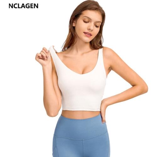 NCLAGEN Sports Underwear Women Shockproof Running High Strength Elastic Yoga Bra Fitness Vest Push-up Gym Padded Crop Top Tank