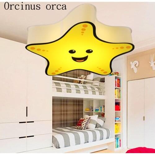 Cartoon starfish smiling face LED ceiling lamp dimming childrens room bedroom lamp kindergarten decorative lamp free shipping