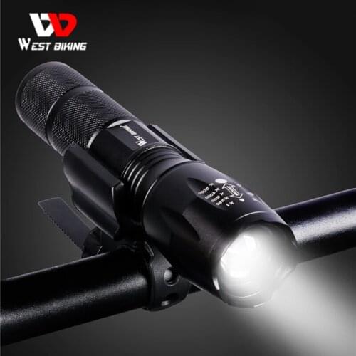 WEST BIKING Bike Focusing Flashlight Rechargeable Cycle LED Flashlight Water Resistant Brightest Torch For Biking Bicycle Light