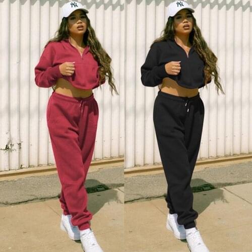 Women Clothing Two Piece Set Autumn Long Sleeve Hooded Sweater Crop Top+Pants Sets Club Outfit Lounge Streetwear Wholesale Items