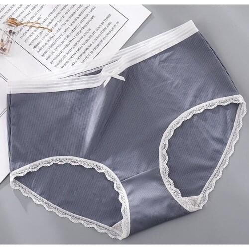 2021 Underwear Women Women Threaded Ices Silk Panties Cotton Antibacterial Lace Briefs Нижнее Белье Женское Сексуальное Белье