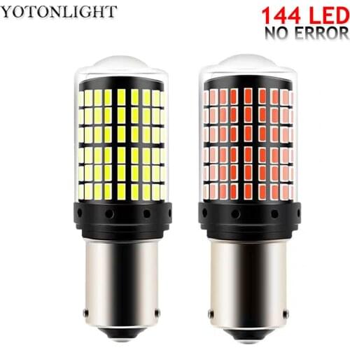 1 Pcs 144 3014 SMD Ba15d 1156 Led Bulb Ba15s P21w 1157 Turn Signal T20 W21W 7440 Canbus Lamp Brake Lights No Error White Red 12V