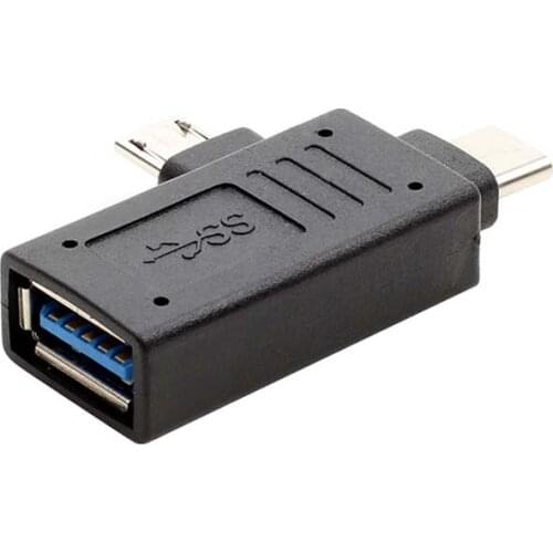 10PCS USB3.1 type-c Micro 2 in 1 OTG data cable For XIAOMI LeTV Android phone U disk adapter OTG converter