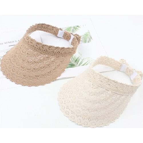 2021 Fashion Women Lace Sun Hat Loose Beach Hats Beach Hat Uv Protection Summer Hat Ladies Adjustable Lace Hat