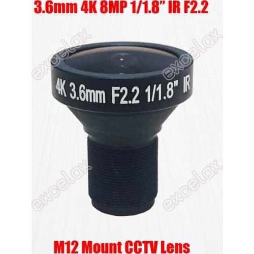 4K 8MP 1/1.8" 3.6mm MTV M12 Mount CCTV Lens Fixed Iris IR for 4MP 5MP 6MP 8 Megapixel Video Security Camera