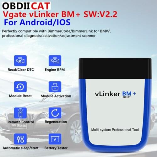 OBD2 Scanner Vgate vLinker BM+ ELM327 V2.2 OBD2 Car Diagnostic Auto Tool Bluetooth 4.0 wifi ELM 327 B-M--W Bimmercode