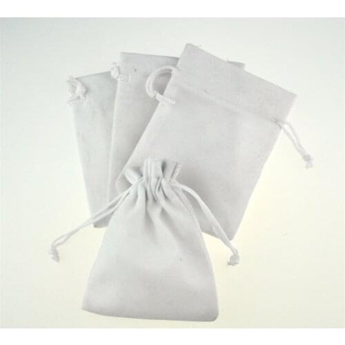 50pcs 7x9cm Jewelry Packing Velvet bag white color Velvet Drawstring bags Pouches Free Shipping