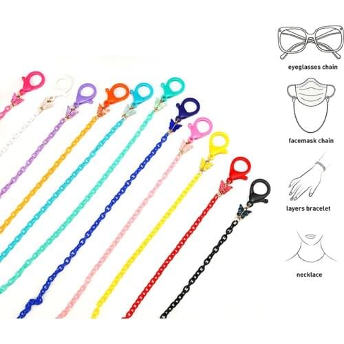 Kids Glasses Chain Colorful Mask Chain Acrylic Anti-lost Sunglasses Lanyard Butterfly Eyewear Neck Cord Necklace Jewelry Gift