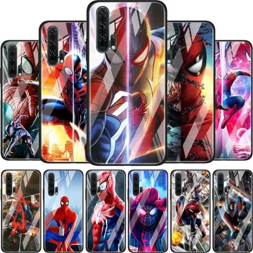 Marvel Spiderman Art for Honor 30 20 10 9X Pro Plus Lite 8X Huawei Y8P Y6P Y5P Y9 Y7 Y6 2019 Tempered Glass Phone Case