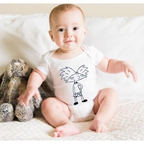 DERMSPE New Casual Newborn Baby Boys Girls Short Sleeve Letter Print Cartoon Man Cotton Romper Comfortable Baby Clothes Hot
